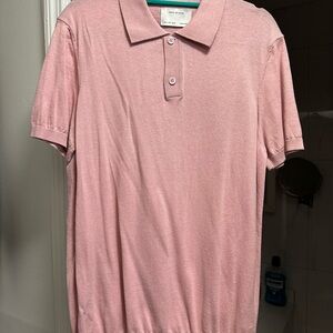 Zara Men’s Light Pink Short-Sleeve Polo Size Medium !